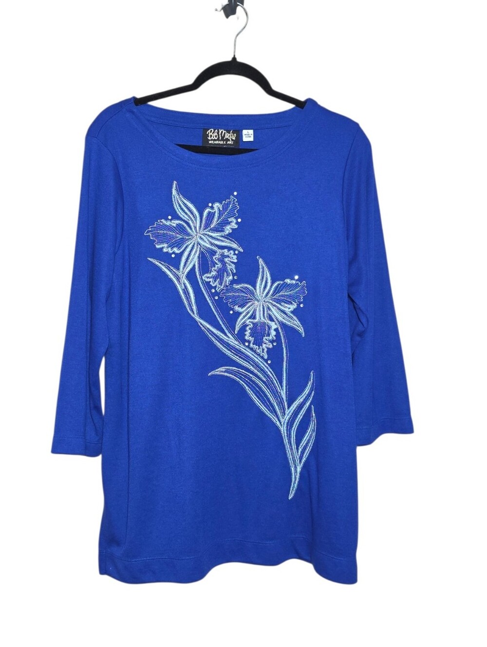 Bob Mackie Wearable Art Large Women's Top Shirt Blue